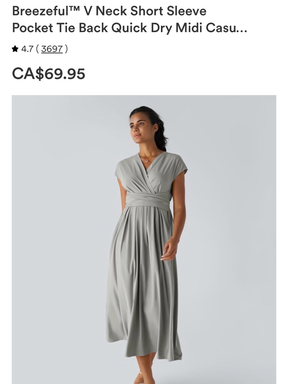 Halara Breezeful v neck wrap dress XL maxi grey